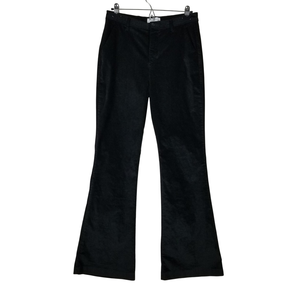Level 99 Flare Pants Women Size 30 Black Velvet Corduroy Mid Rise Boho 296s